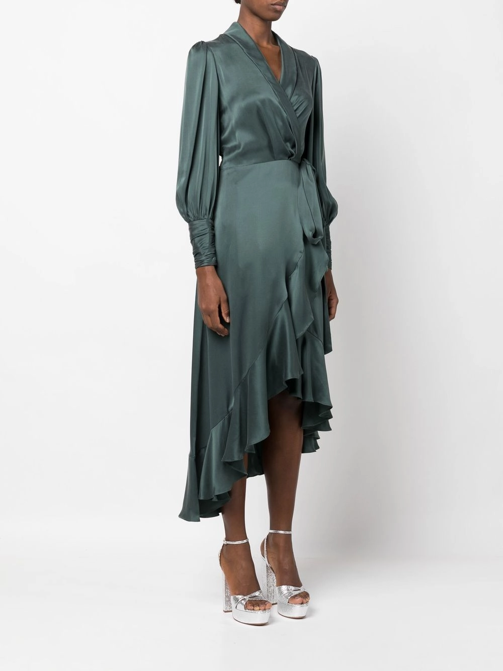 Silk midi wrap dress