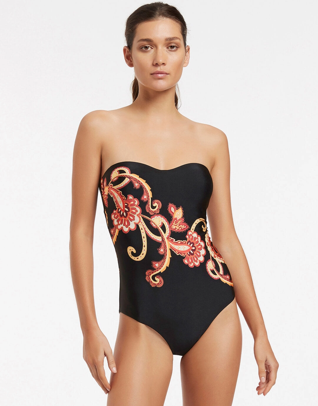 Silk Road Bandeau Swimsuit - Black Jets - Jets swimwear best price