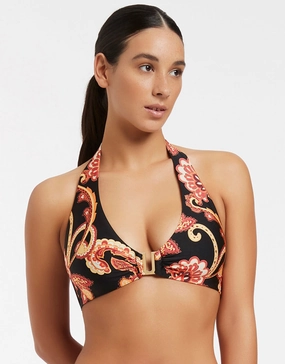 Silk Road D/DD Halter Bikini Top - Black Swim Womens - swimsuits outlet