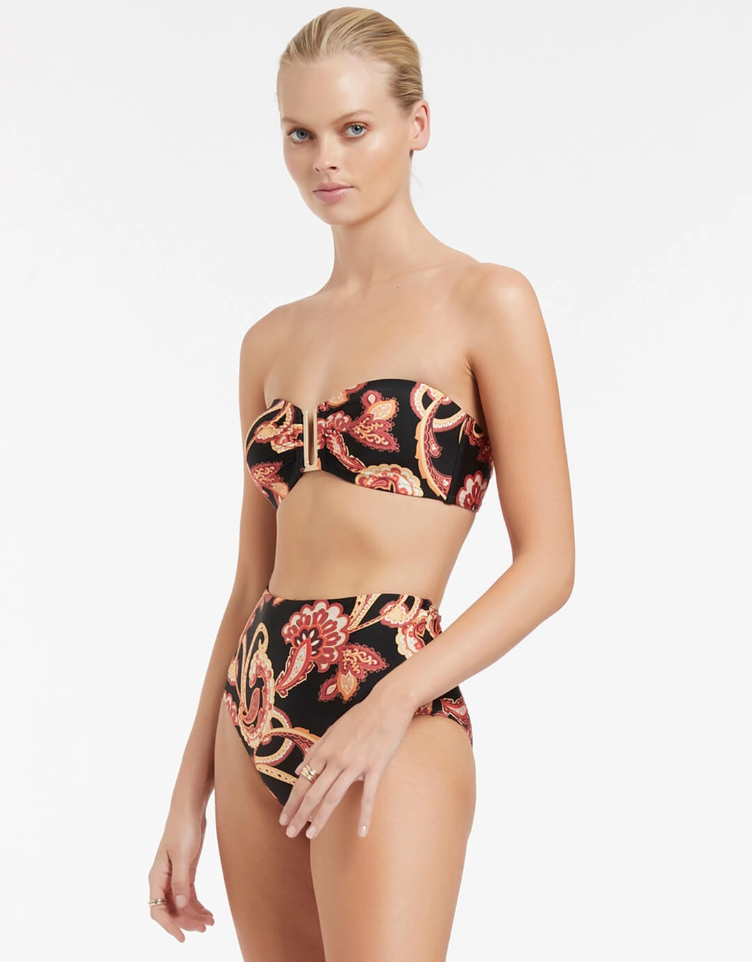 Silk Road High Waist Bikini Pant - Black
