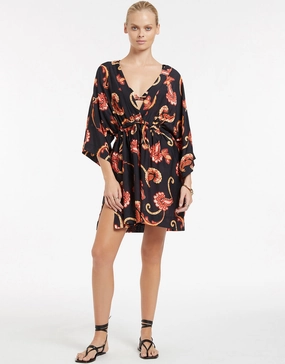 Silk Road Wide Sleeve Kaftan - Black Jets - Jets swimwear best price