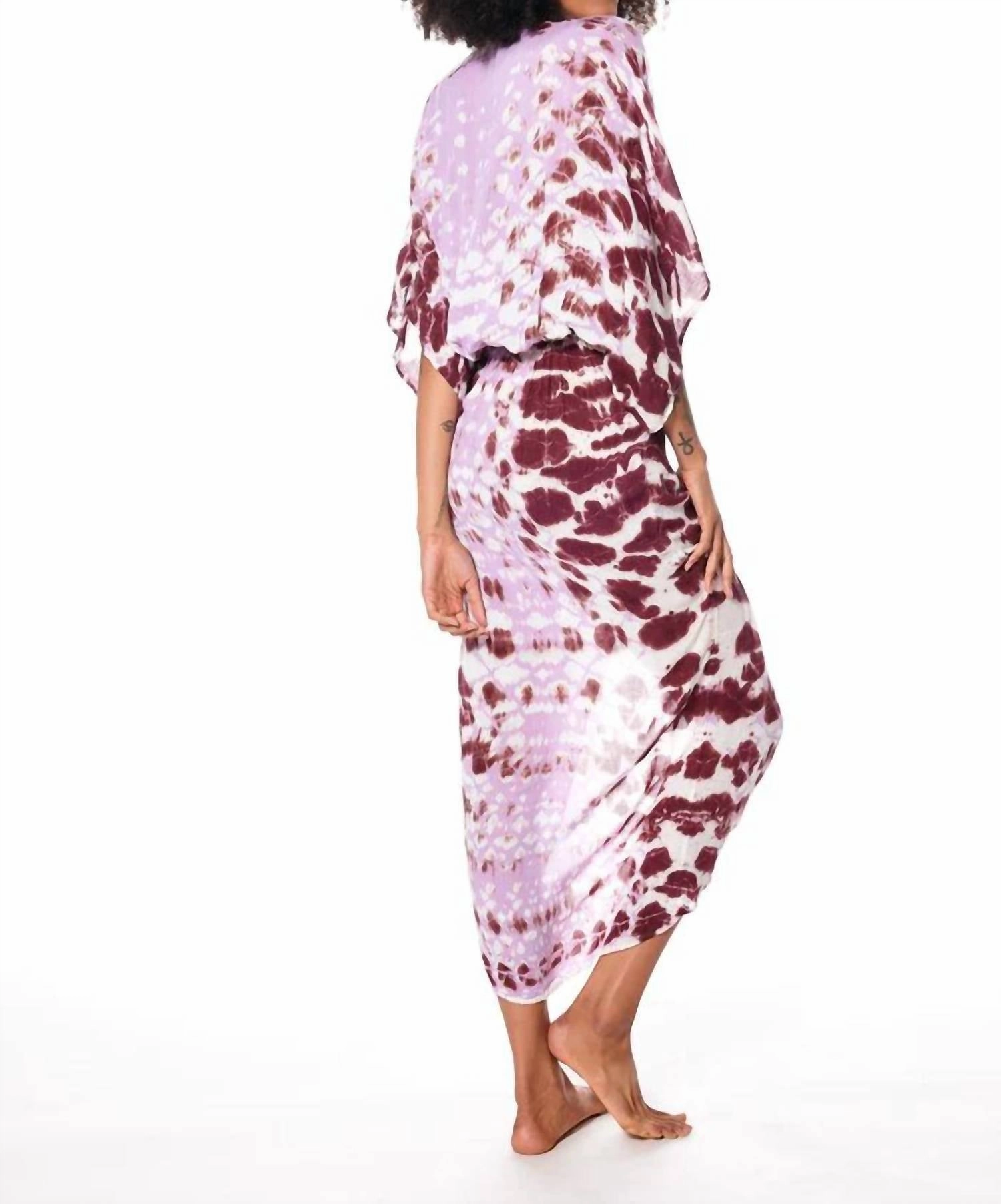 Siren Maxi Feather Gauze Dress in Date Boa