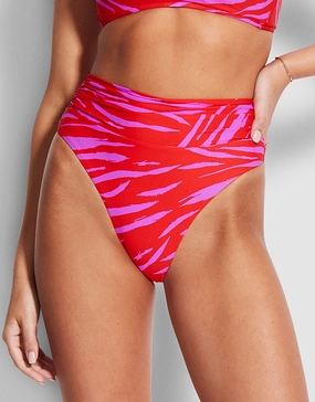 Skin Deep Roll Top Rio Bikini Pant - Mandarin Red Seafolly - Seafolly bikinis sale