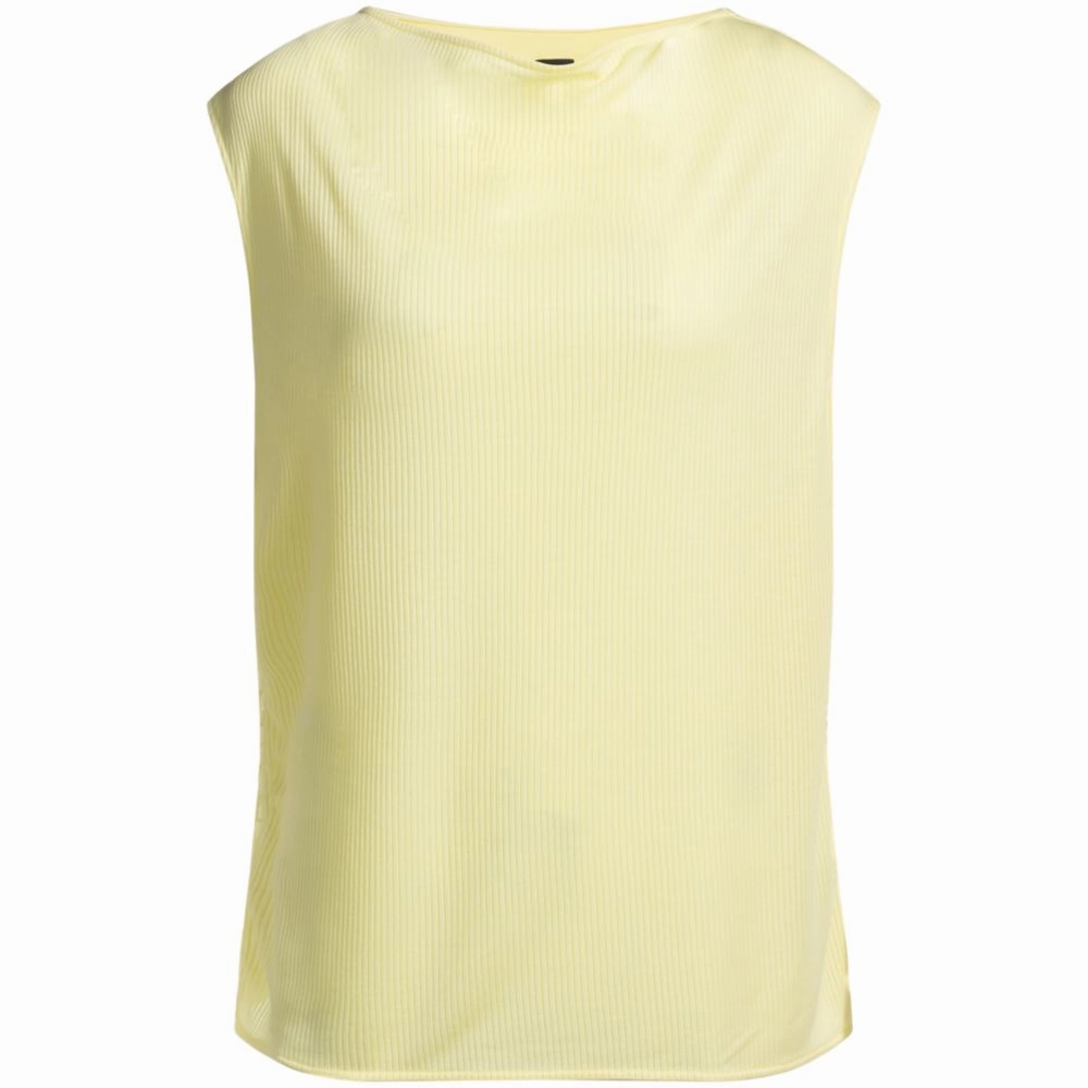 Sleeveless T-shirt with ribbed front