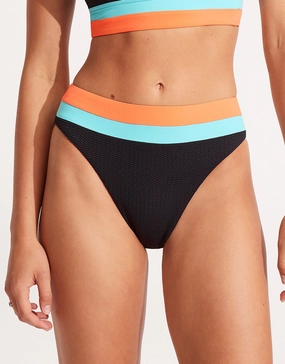 Slice of Splice High Rise Bikini Pant - Black Seafolly - Seafolly bikinis sale