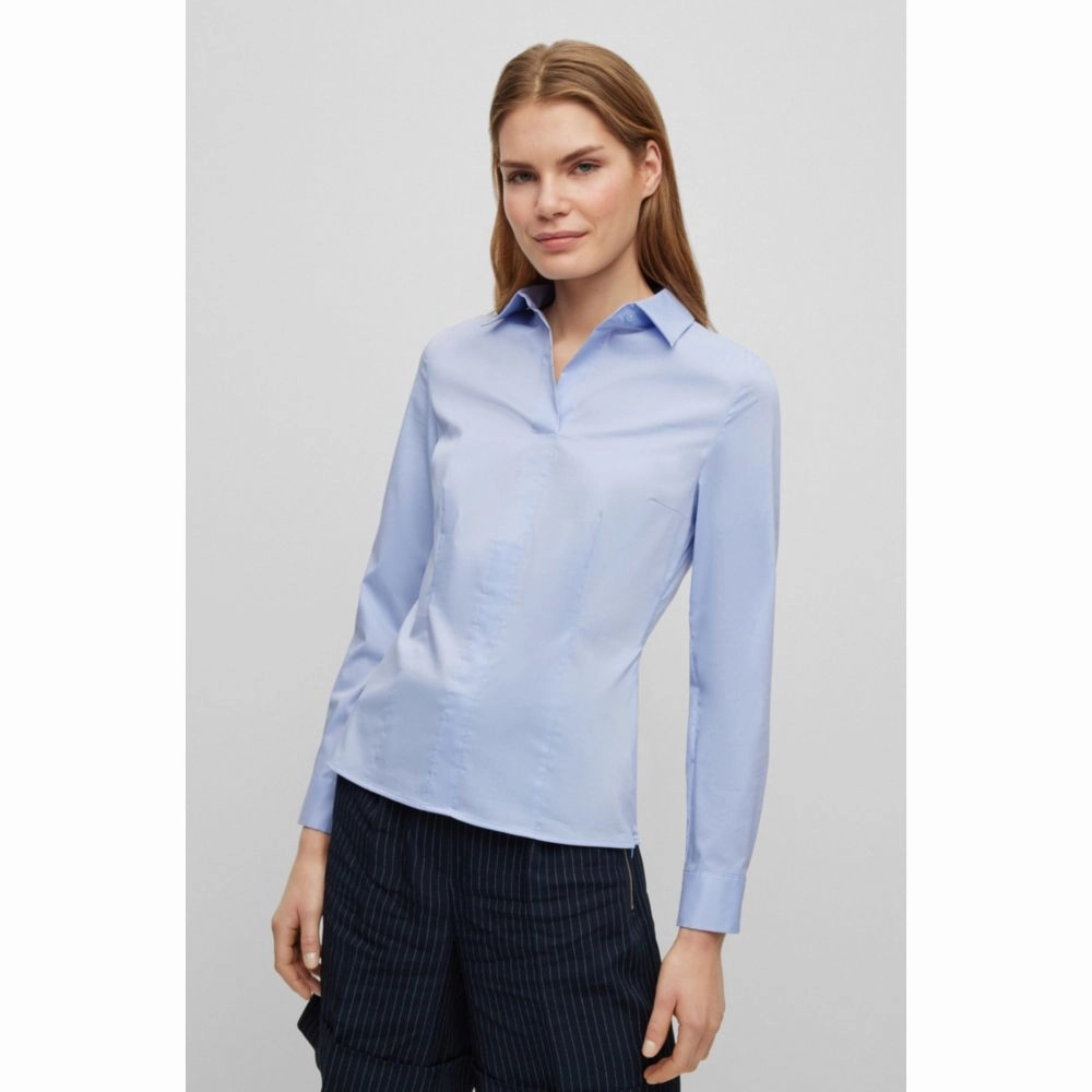 Slim-fit blouse in an organic-cotton blend