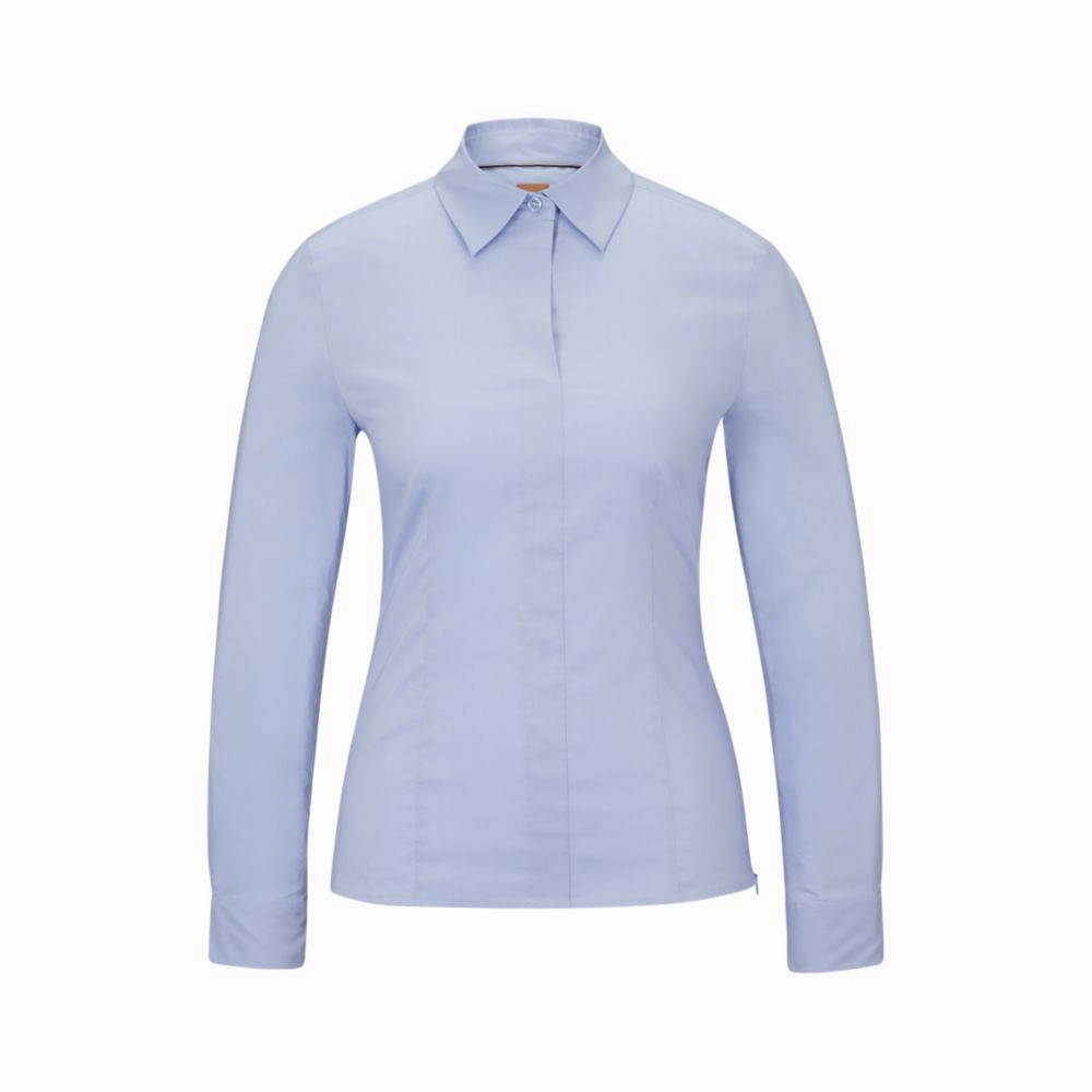 Slim-fit blouse in an organic-cotton blend