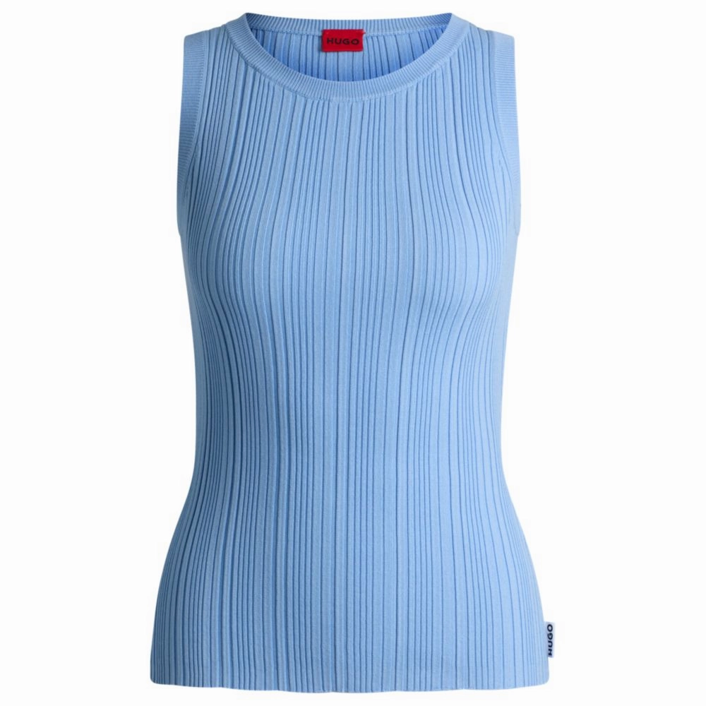 Slim-fit sleeveless top with irregular ribbed structure