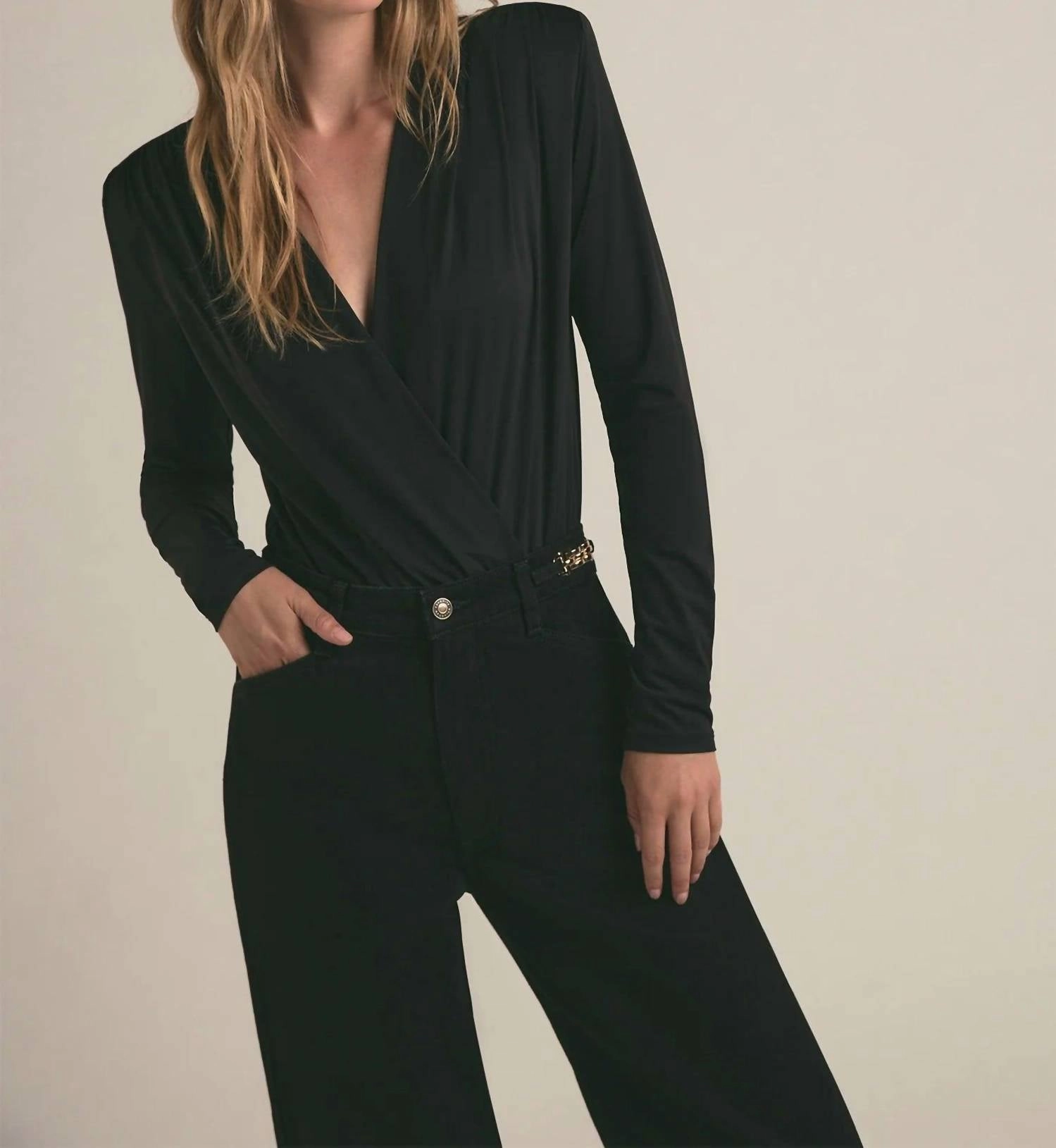 Slinky Date Blouse Bodysuit In Black