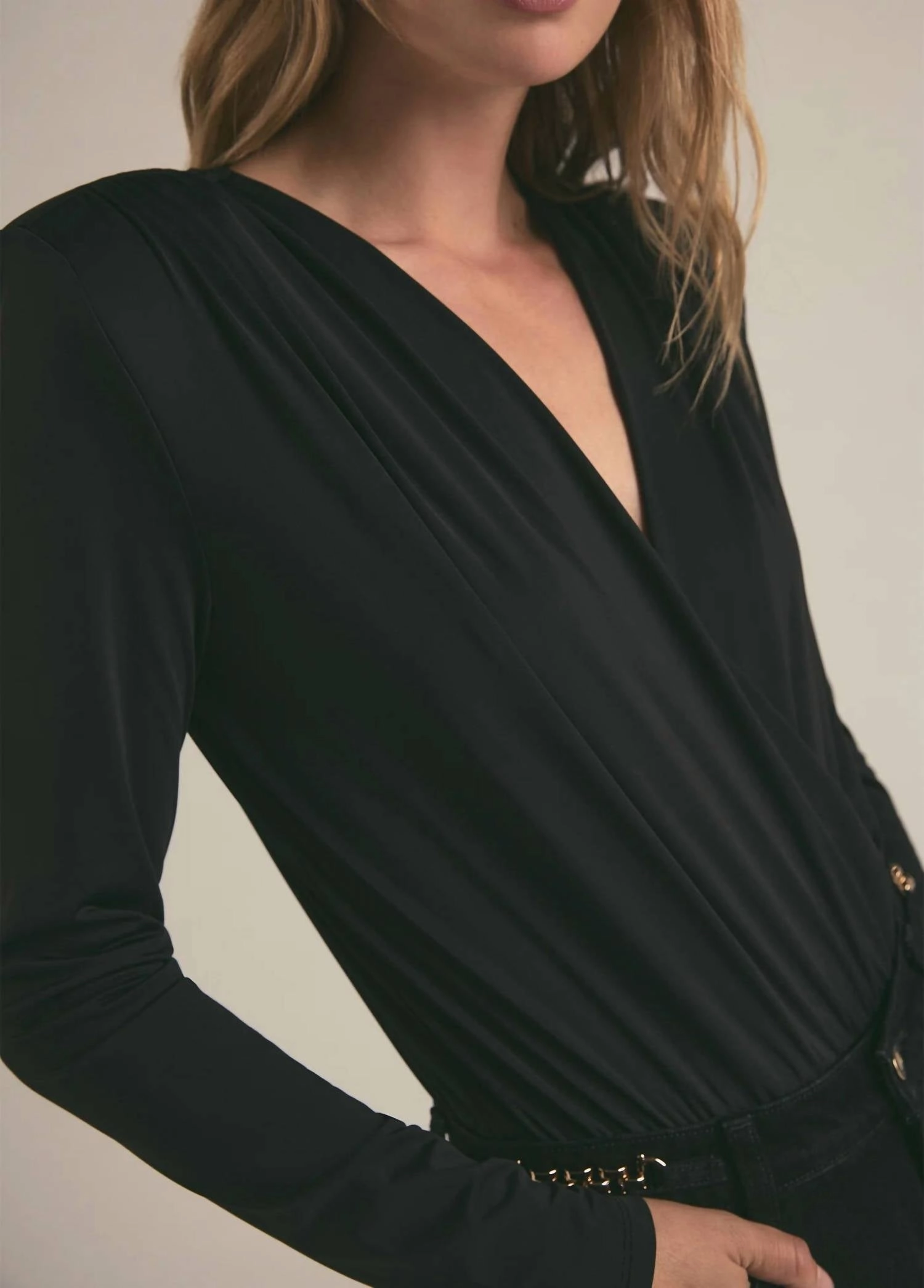 Slinky Date Blouse Bodysuit In Black