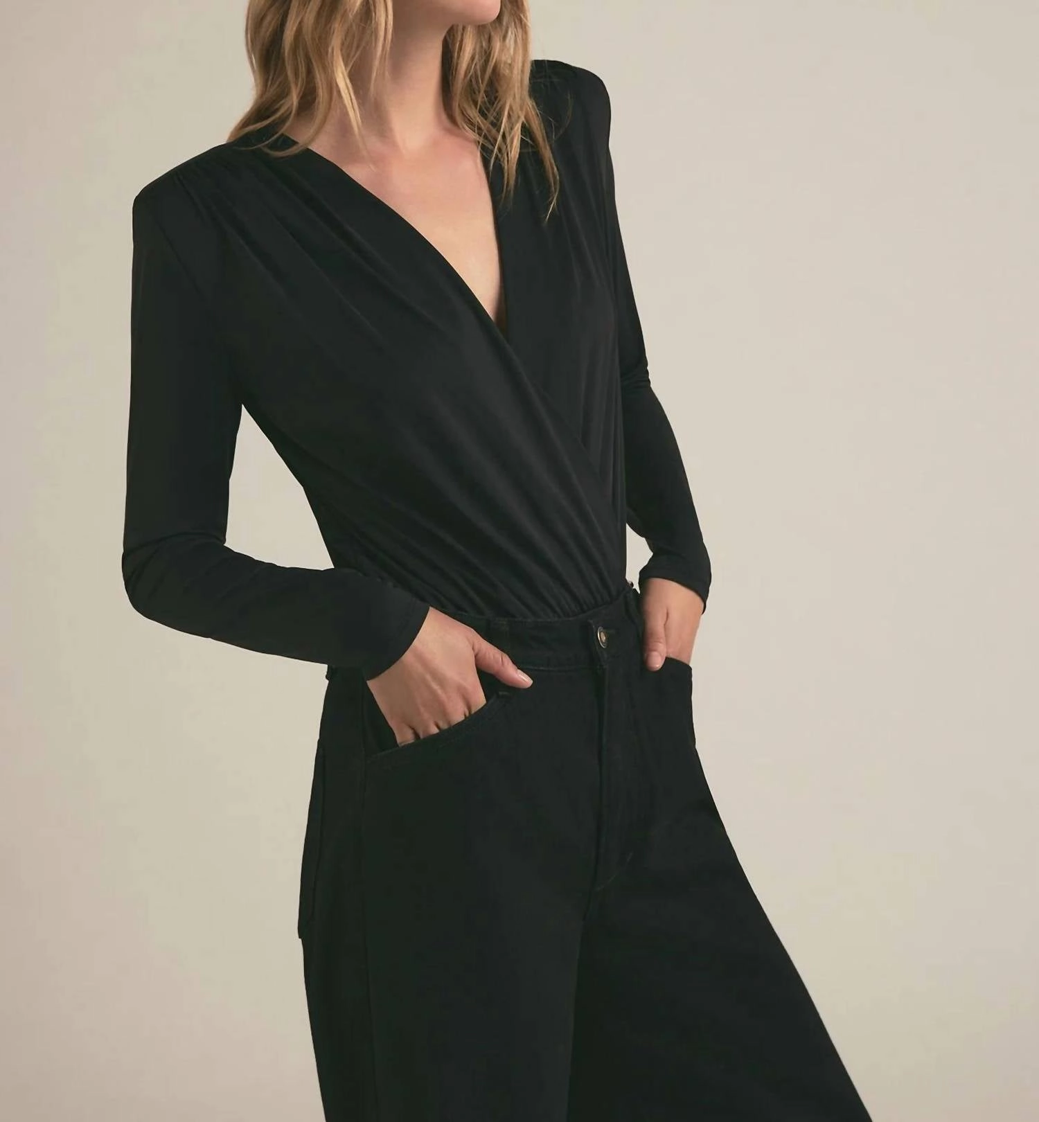 Slinky Date Blouse Bodysuit In Black