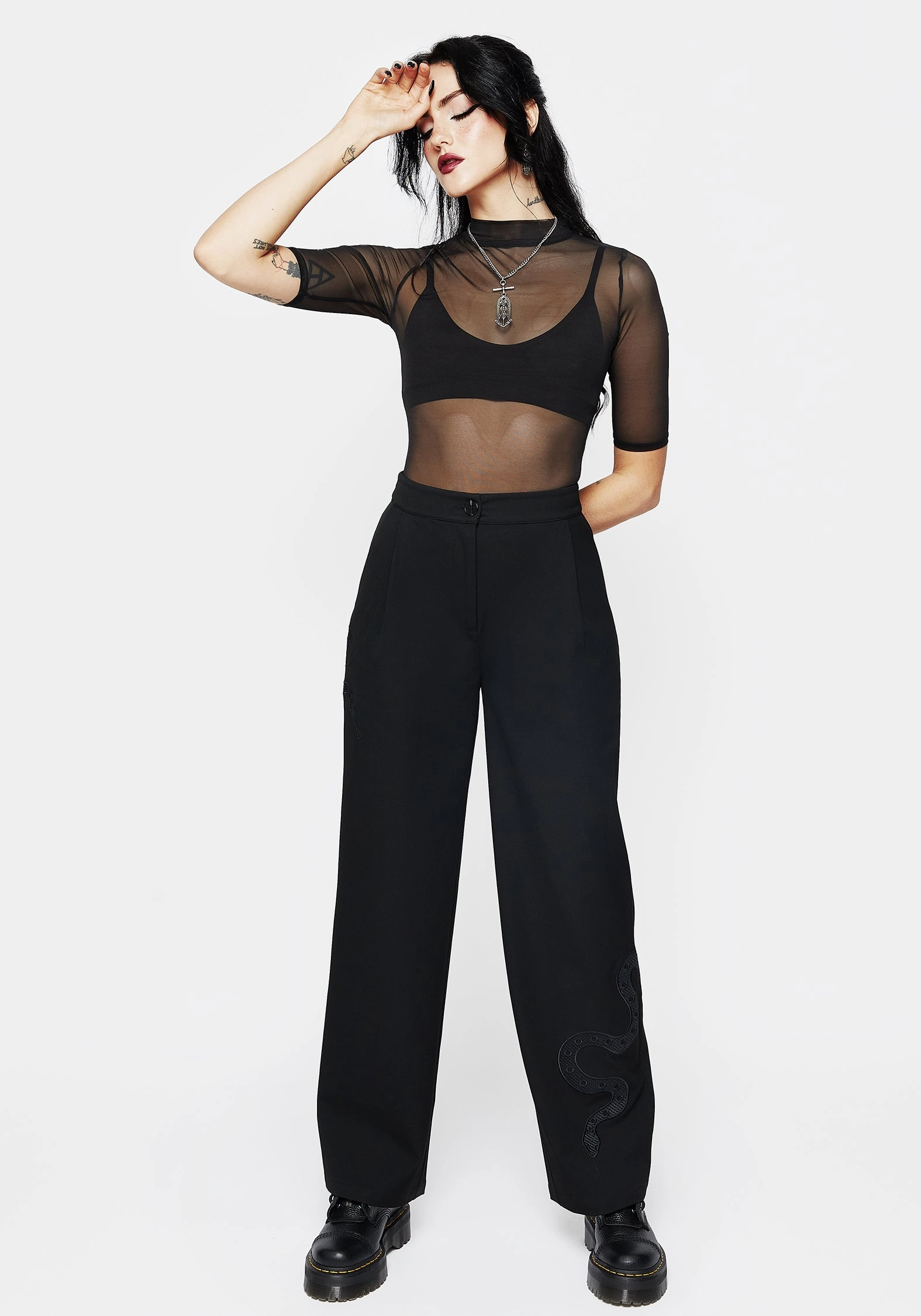 Slither Snake Embroidered Tailored Trousers