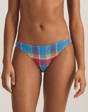Smocked Madras Devin Hipster Bikini Pant - Multi Swim Womens - beachwear discount