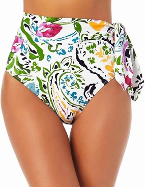 Soft Band Side Tie Swimsuit Bottom In Petal Paisley Swim Womens - scoop neck swimsuits