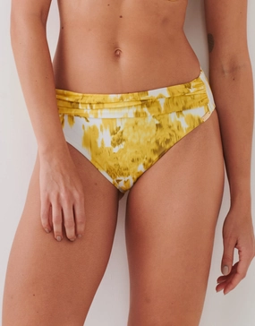 Soft Focus Florals Ruched Band Bikini Pant - Vivid Yellow Maryan Mehlhorn - Maryan Mehlhorn dresses
