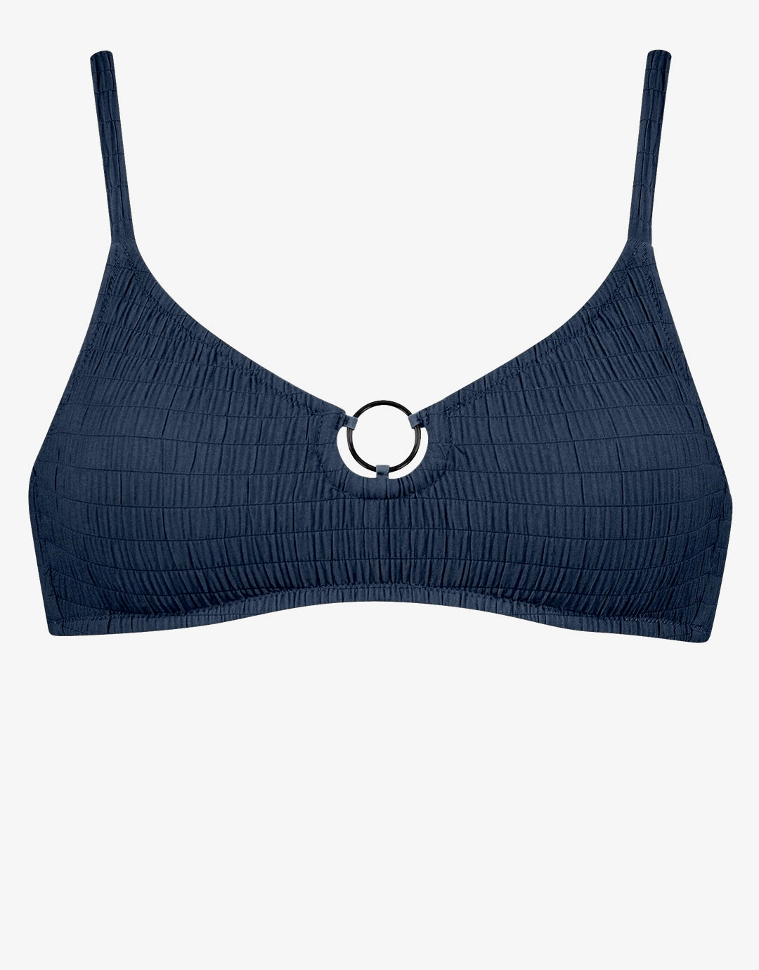Solid Crush Ring Bralette Bikini Top - Night Blue Swim Womens - one-pieces cheap