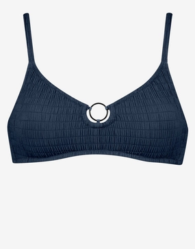 Solid Crush Ring Bralette Bikini Top - Night Blue Swim Womens - one-pieces cheap