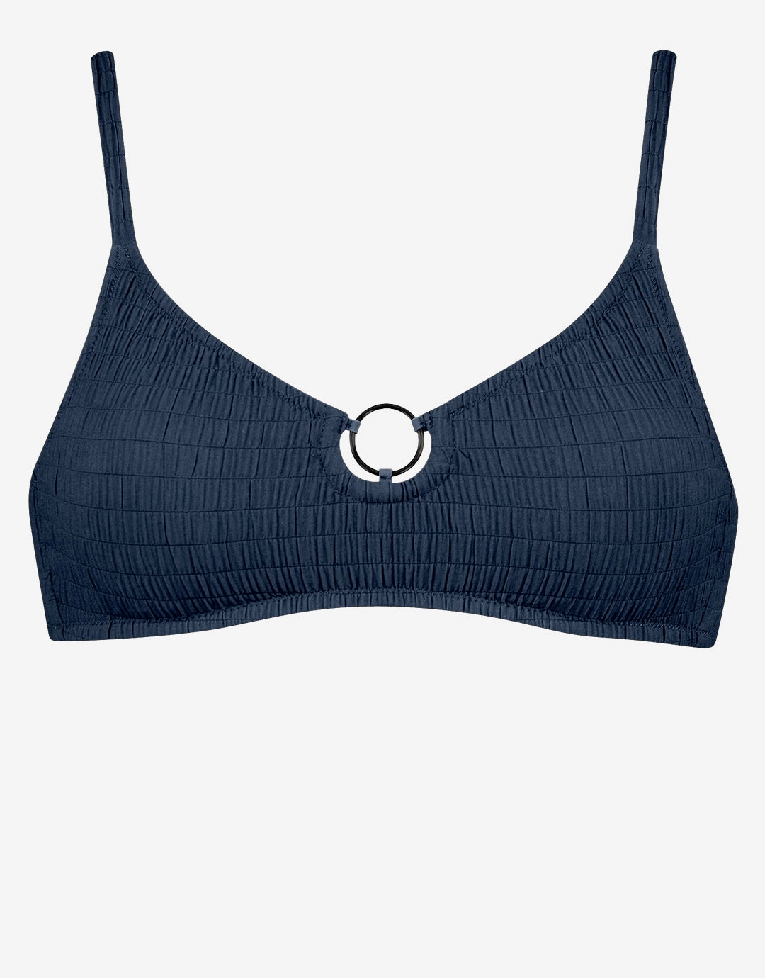 Solid Crush Ring Bralette Bikini Top - Night Blue Watercult - Watercult swimsuits sale