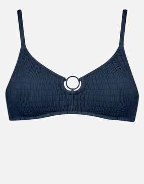 Solid Crush Ring Bralette Bikini Top - Night Blue Watercult - Watercult swimsuits sale