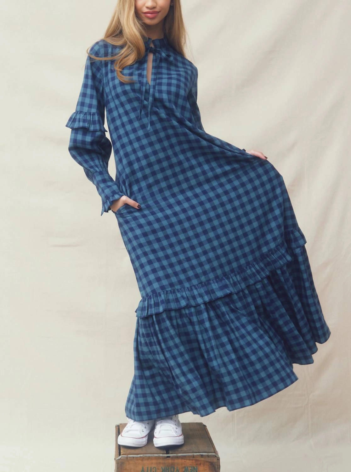 Sophia Dress In Blue/black