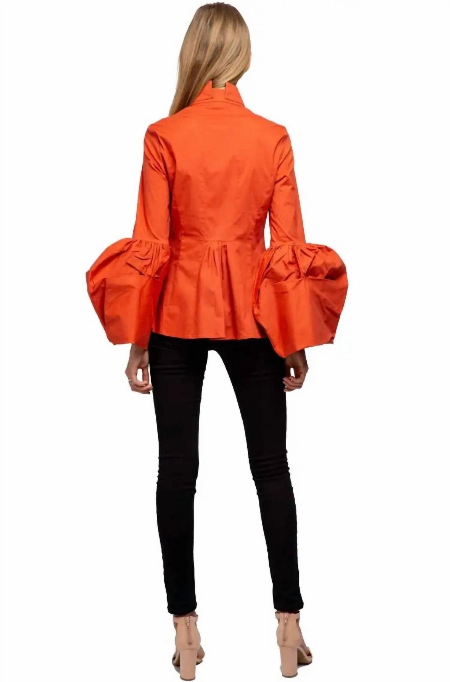 Sophie Bishop Sleeve Top In Orange