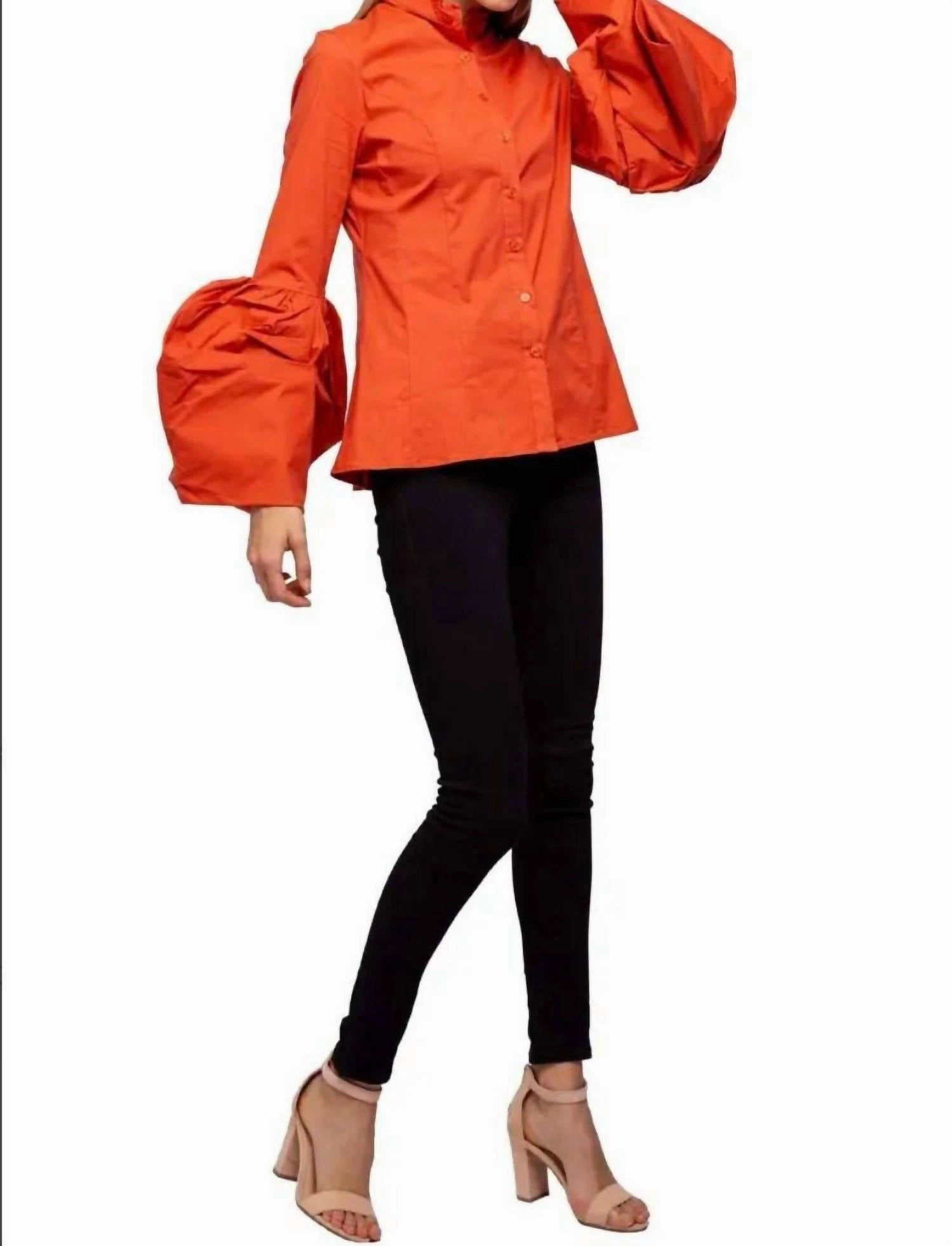 Sophie Bishop Sleeve Top In Orange