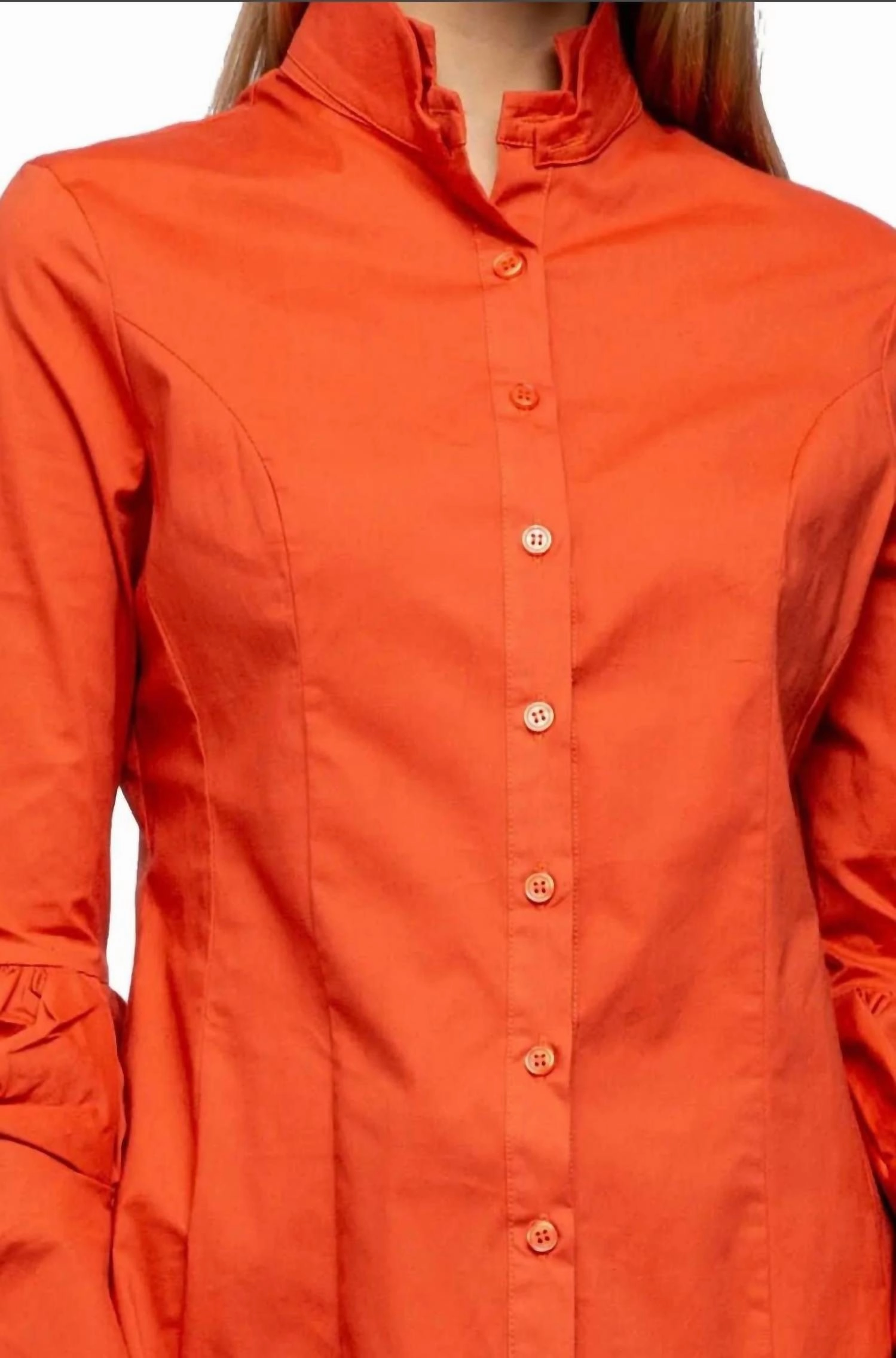 Sophie Bishop Sleeve Top In Orange