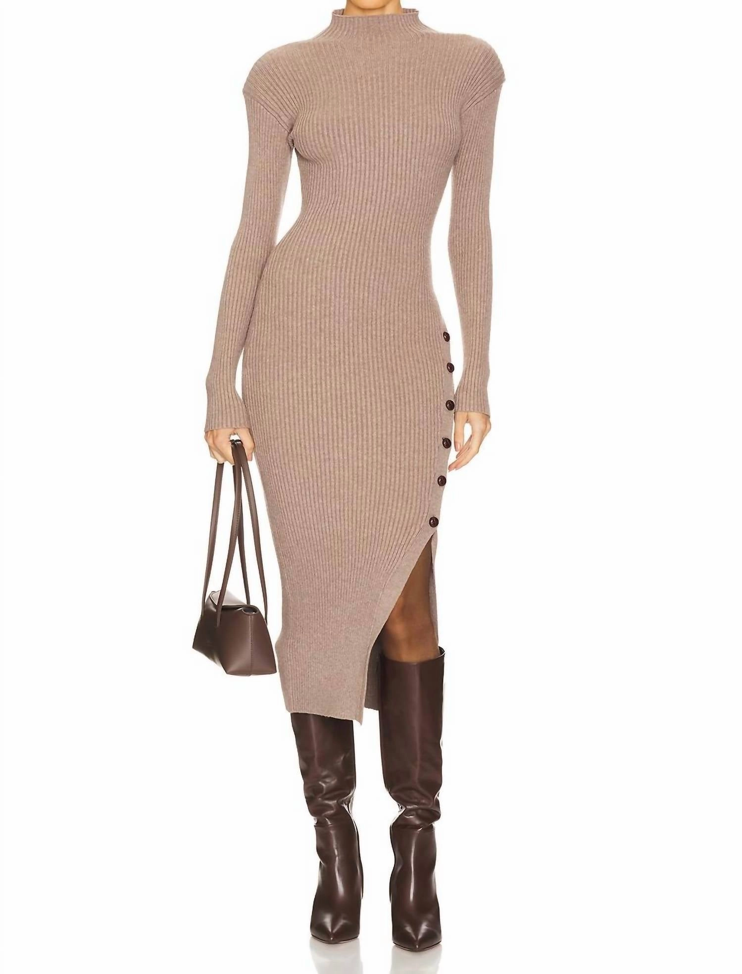 Soryn Sweater Dress In Taupe