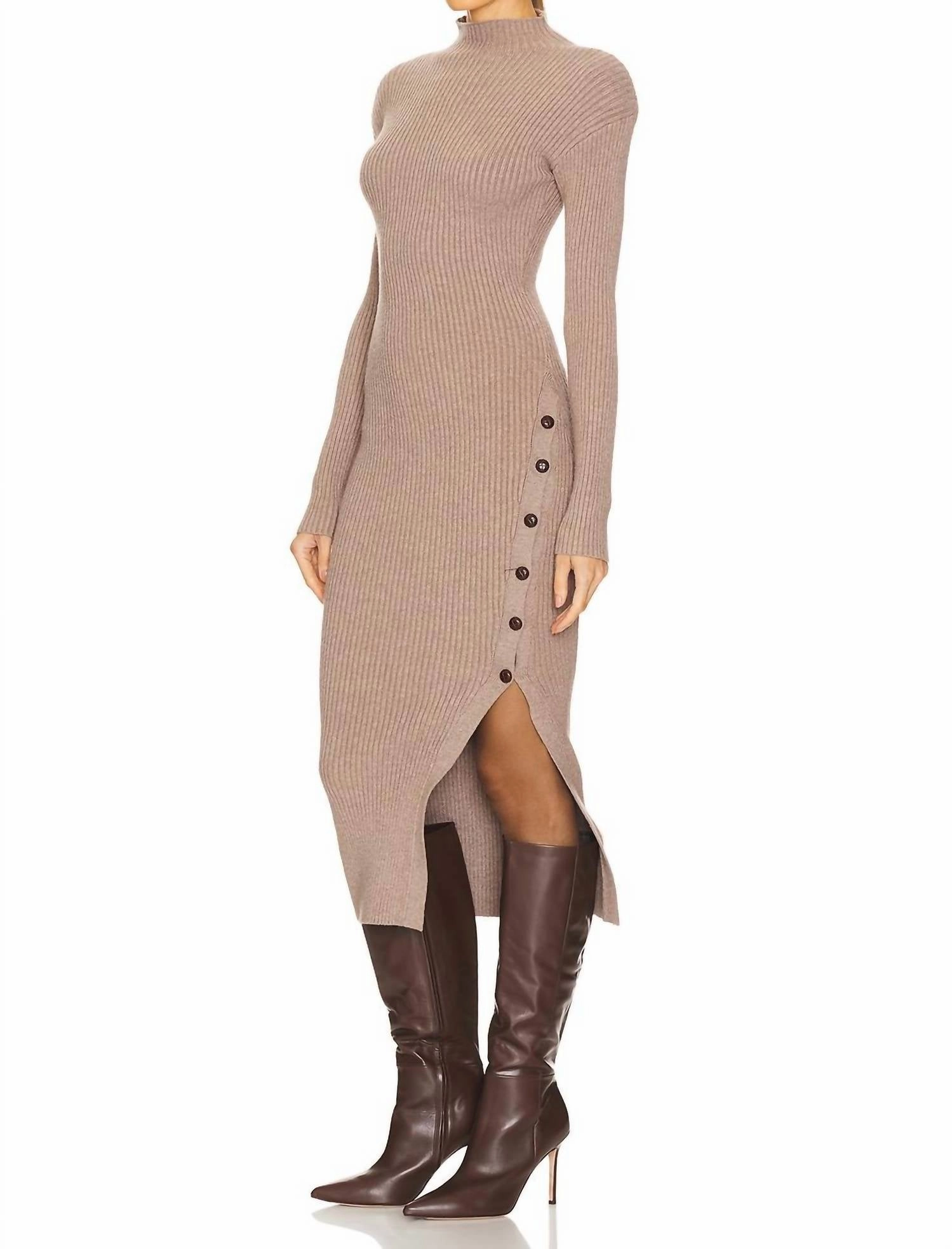 Soryn Sweater Dress In Taupe