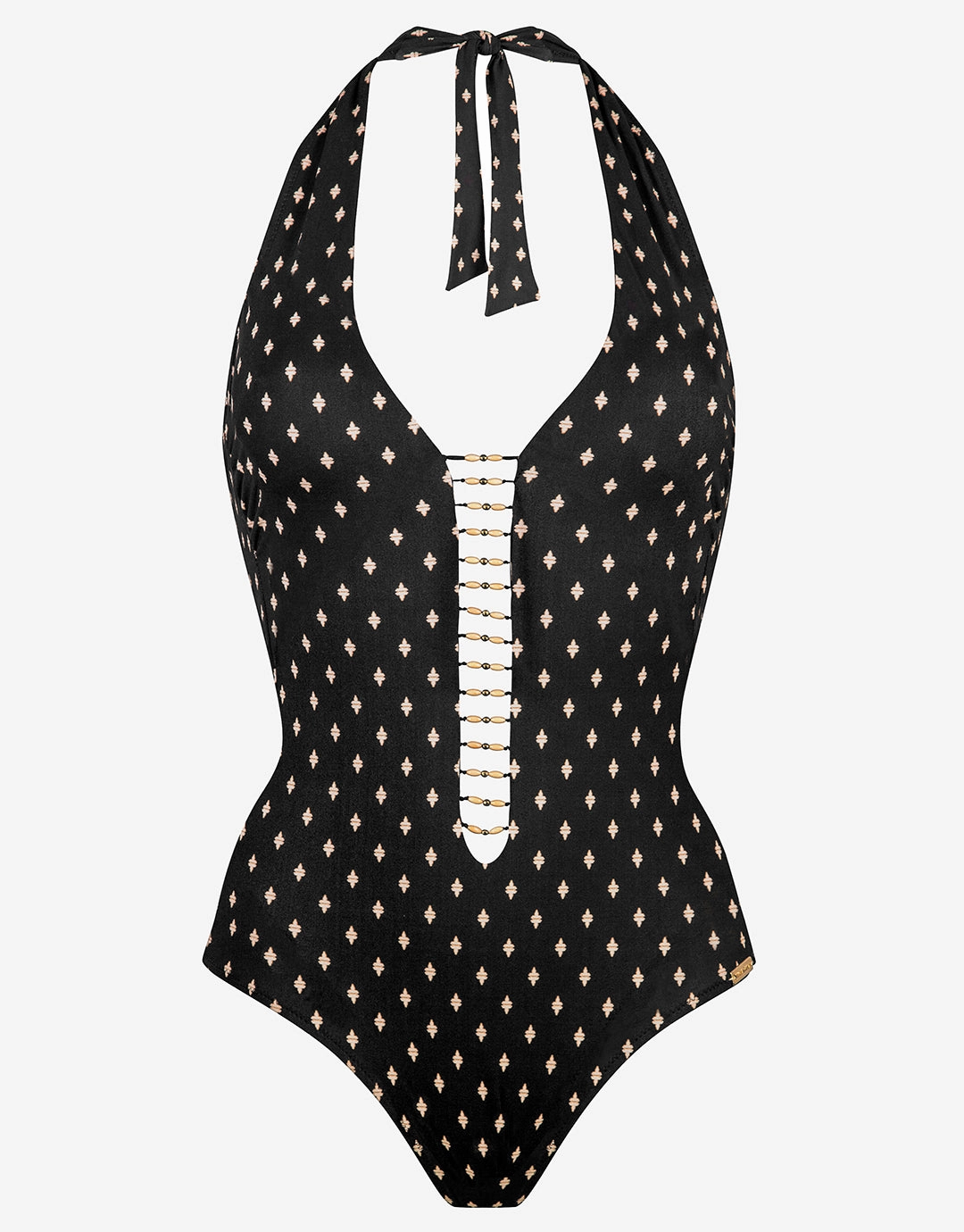 Soul Spots Plunge Halter Swimsuit - Black Watercult - Watercult swimsuits sale