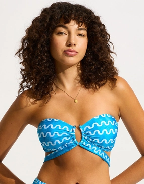 Soundwave U Wire Bandeau Bikini Top - Turquoise Swim Womens - beachwear discount