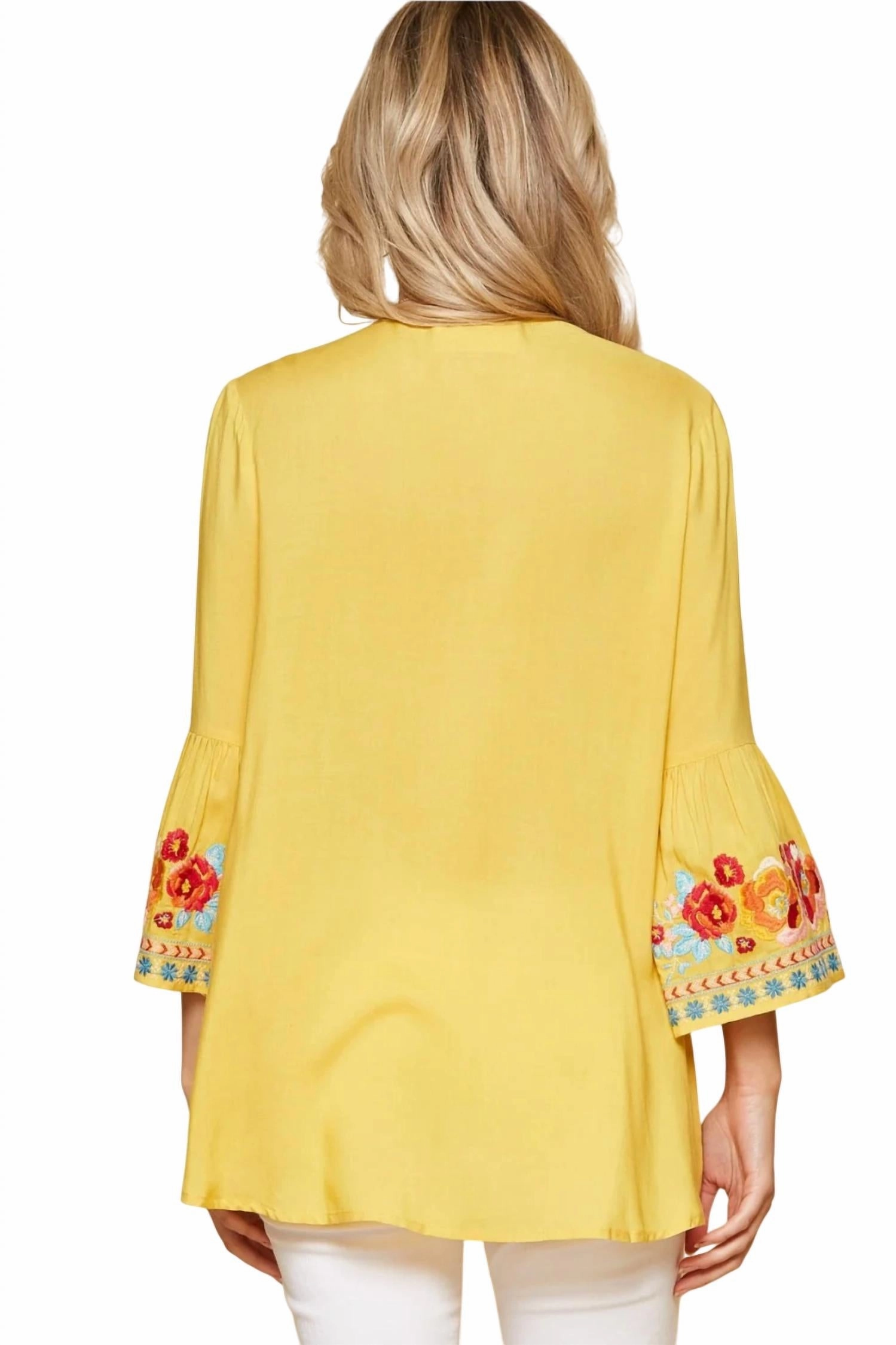 South Beach Embroidered Top - Plus In Marigold