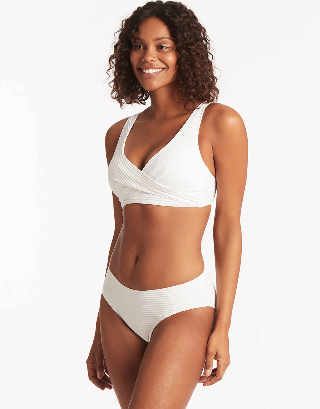 Spinnaker Cross Front Multi-Fit Bikini Top - White