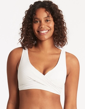Spinnaker Cross Front Multi-Fit Bikini Top - White Sea Level - Sea Level swimwear clearance