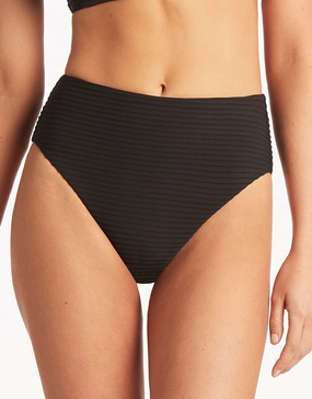 Spinnaker Retro High Waist Bikini Pant - Black Sea Level - Sea Level swimwear clearance