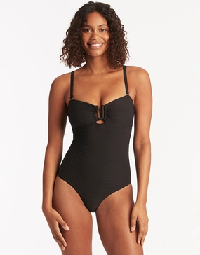 Spinnaker U Bar Bandeau Swimsuit - Black Sea Level - Sea Level swimwear clearance