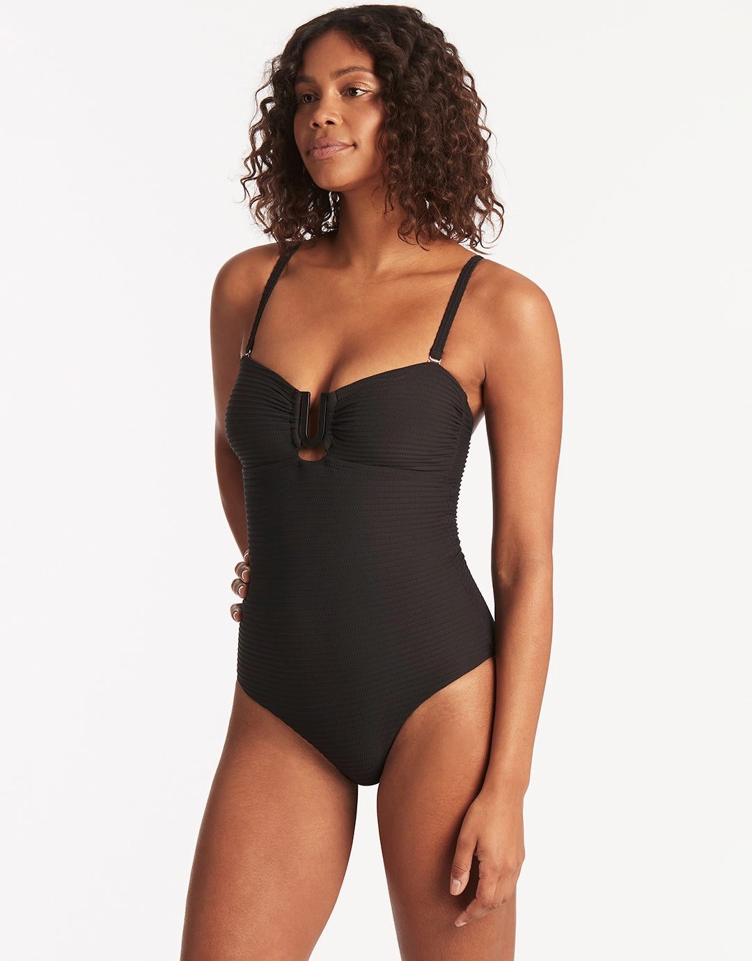 Spinnaker U Bar Bandeau Swimsuit - Black