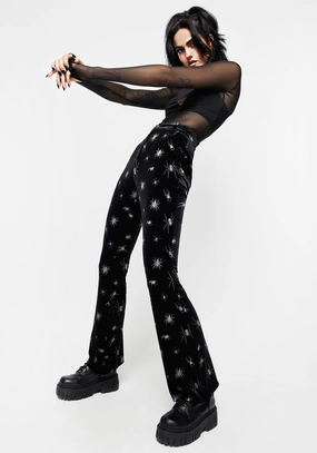 Spiro Foil Print Velour Flared Trousers Bottoms Womens - women's jeans sale