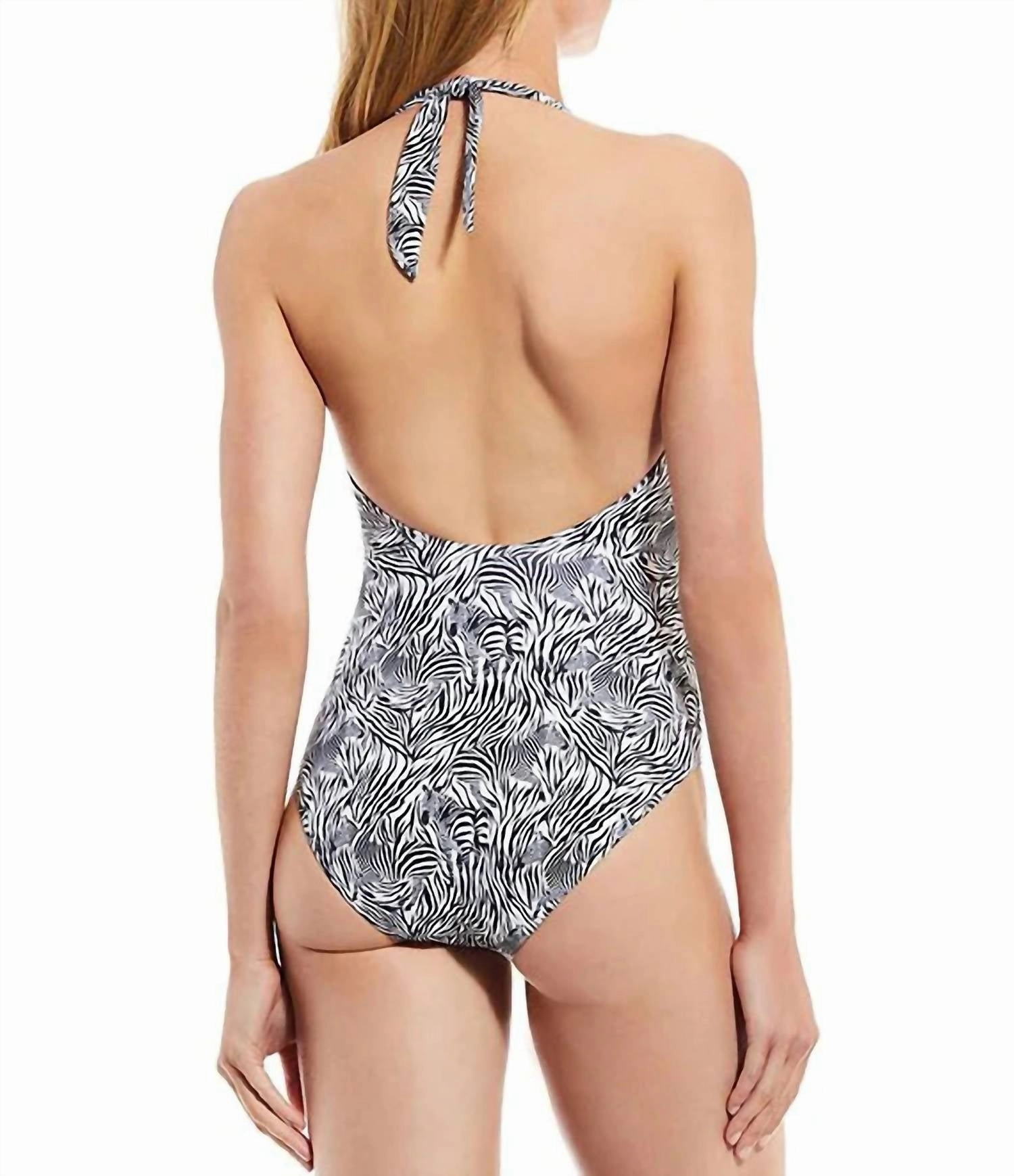 Spring Halter Embroidered One-Piece Swimsuit In Multi