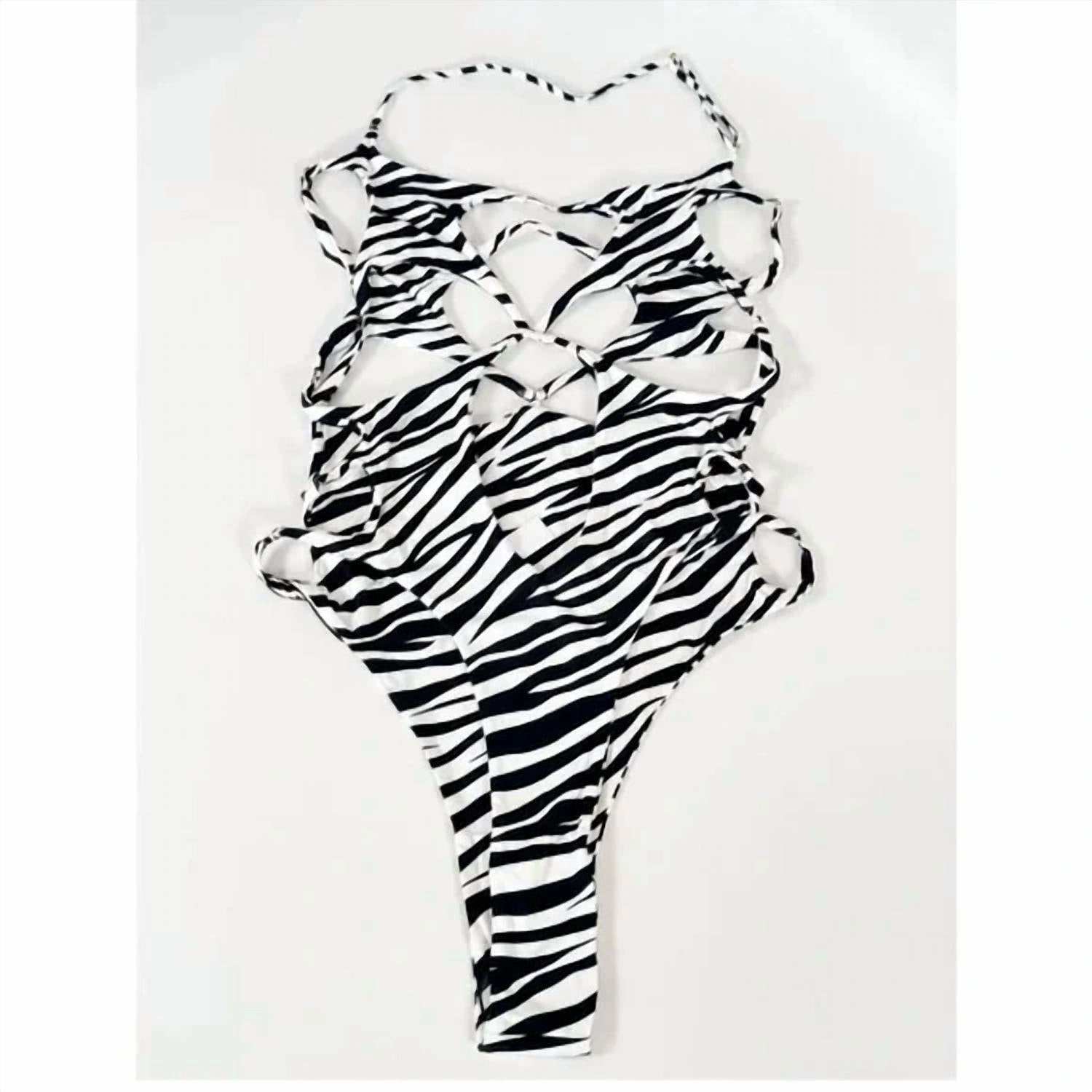 Starlight Cut-Out One-Piece Swimsuit In Animal Zebra Print
