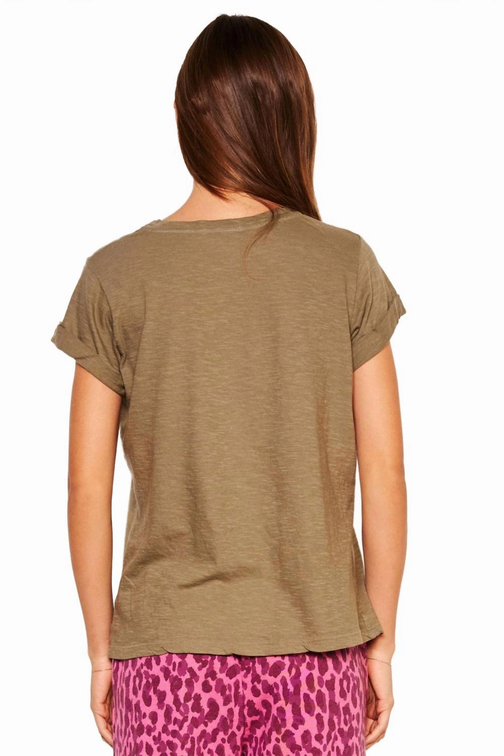 Stay Warm Rolled Sleeve Tee In Warm Fern