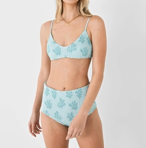 Stella Smocked Bikini Top In Mint Reef Swim Womens - reversible swimsuits