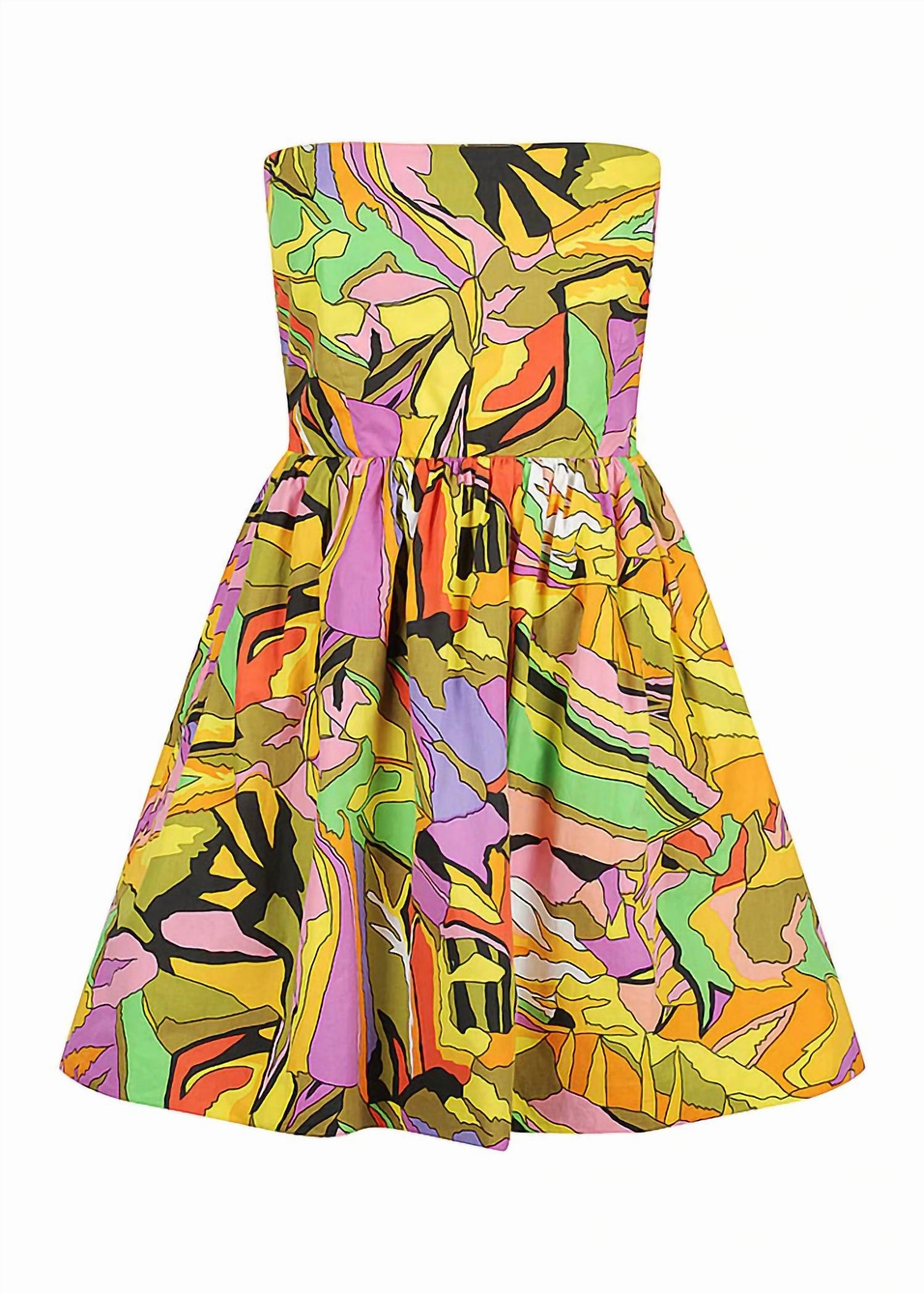 Strapless Mini Dress In Birds Of Paradise