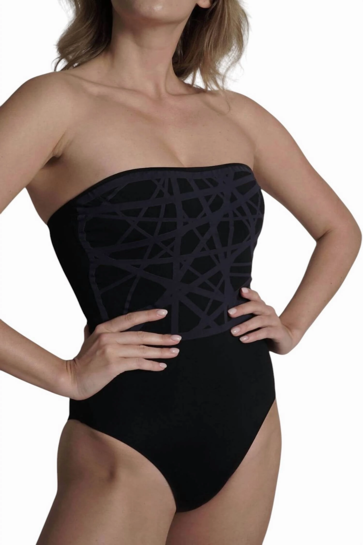 Strapless One Piece Swimsuit In Black