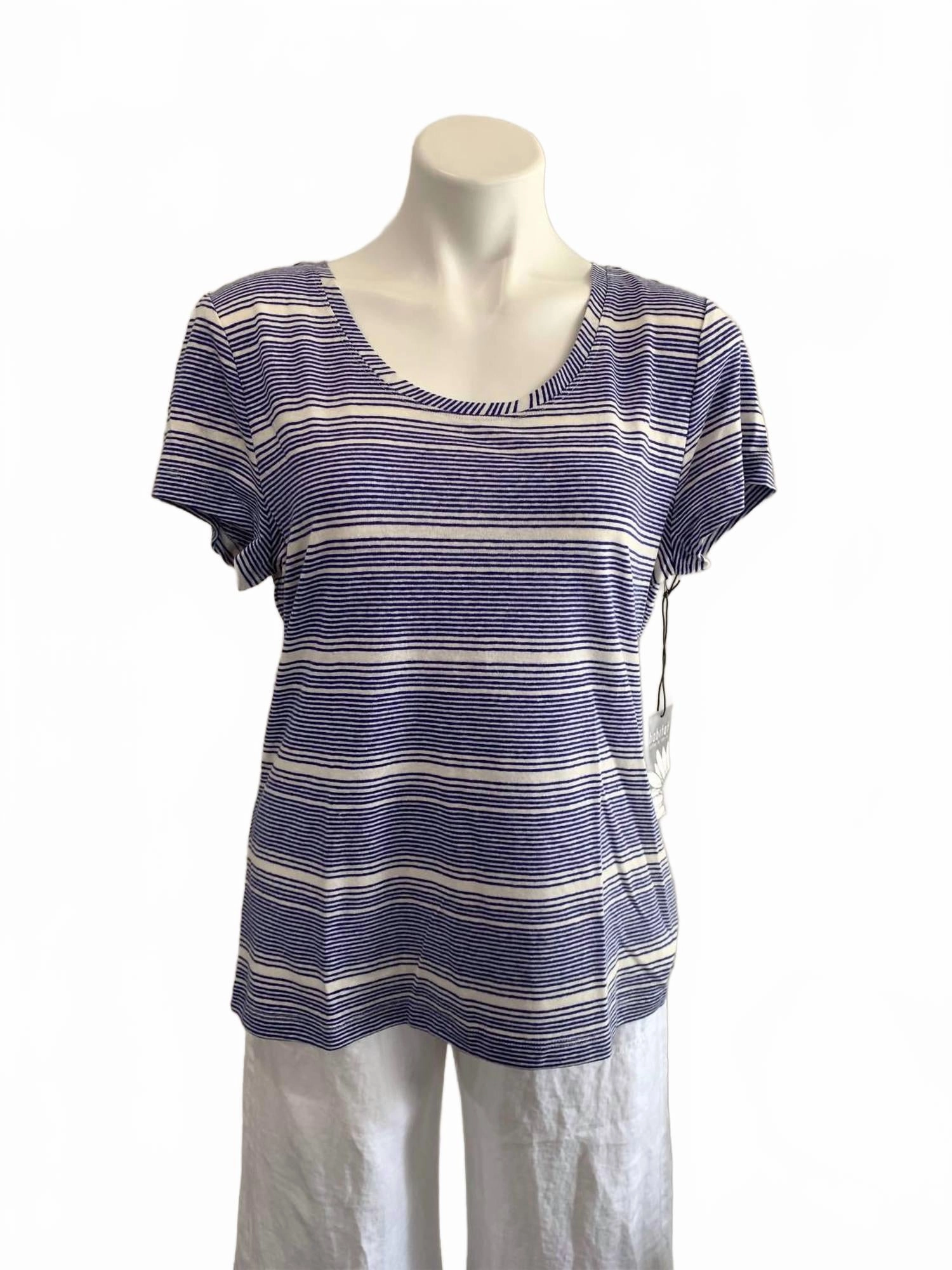 Stripe Cap Sleeve Tee In Royal