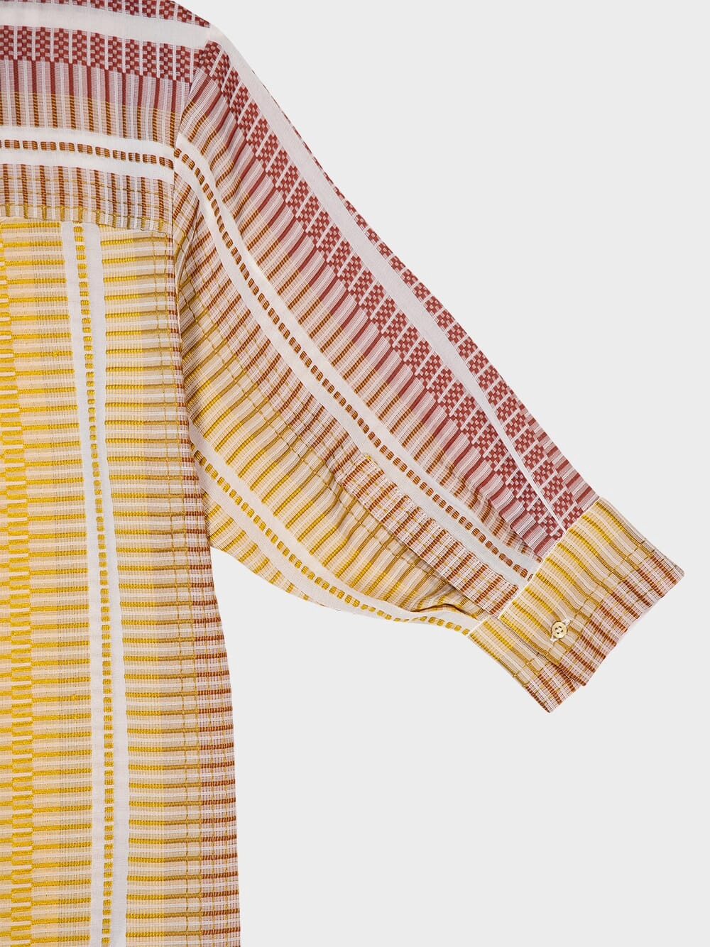 Striped Silk Midi Caftan with Stand Collar