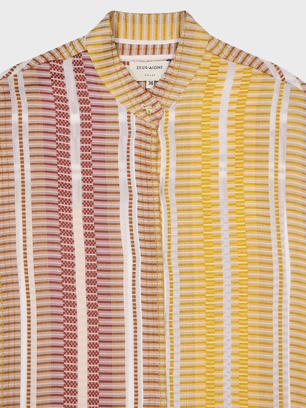 Striped Silk Midi Caftan with Stand Collar