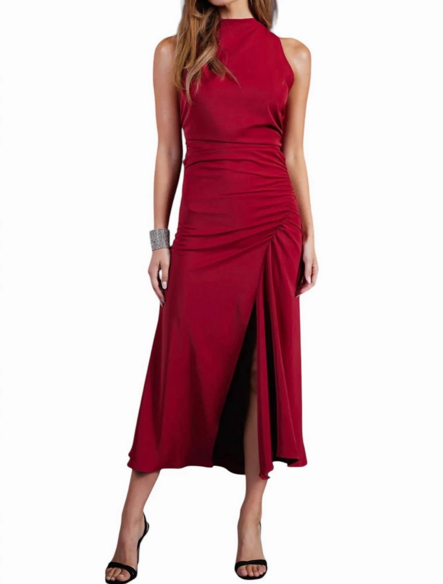 Stroke Of Midnight Elle Halter Dress In Scarlett