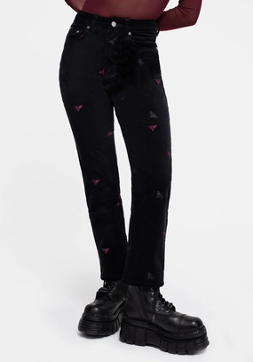 Styx Moth Embroidered Cord Trousers Bottoms Womens - women's jeans sale