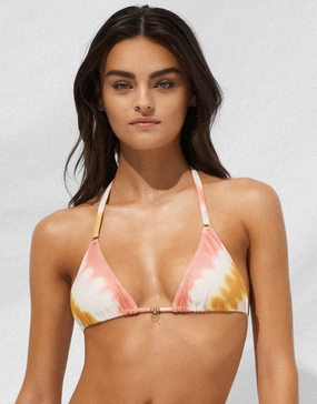 Summer Muse Triangle Bikini Top - Coral Mustard Swim Womens - beachwear discount